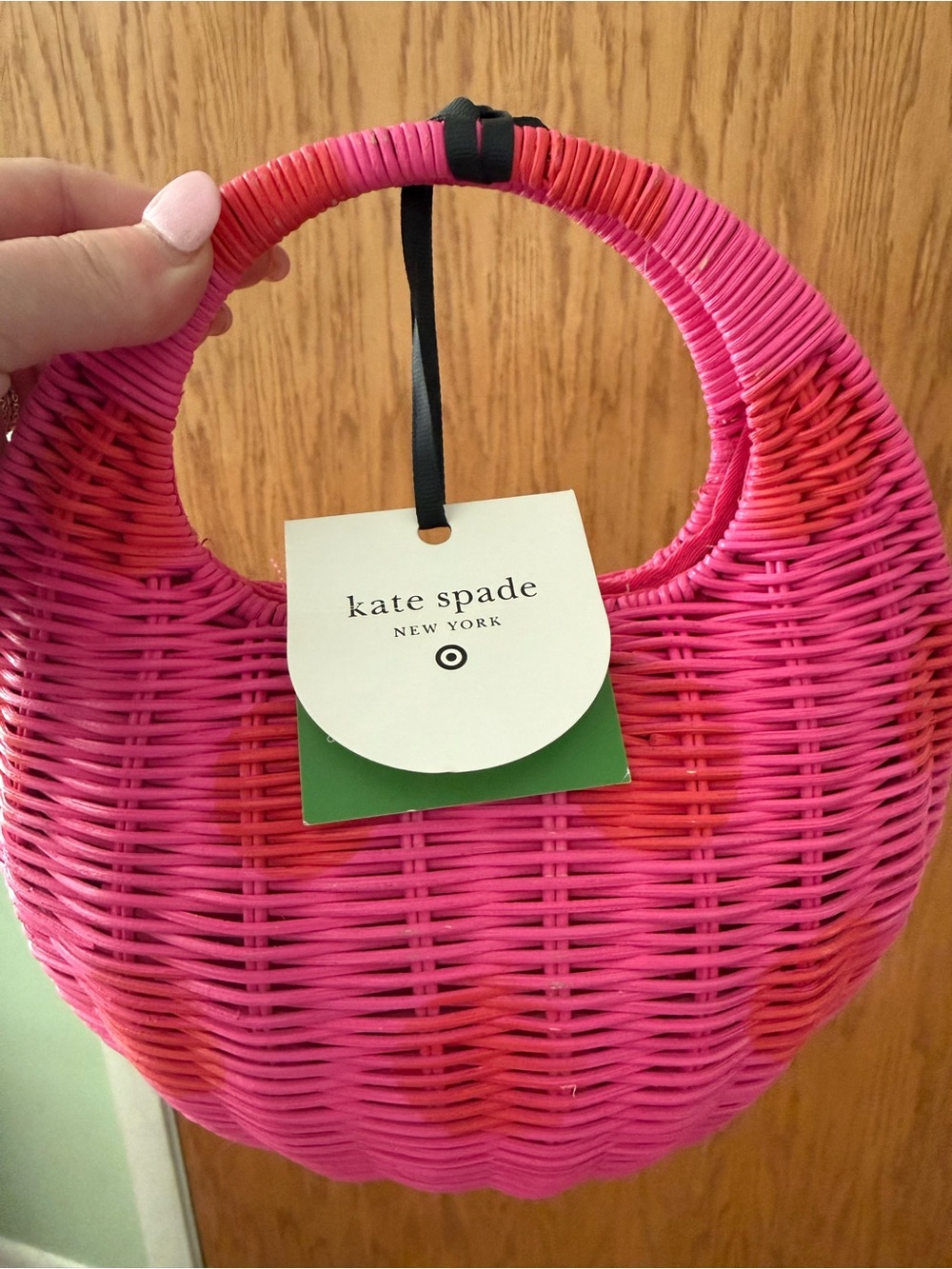kate spade Bright Pink Wicker Circle Tote